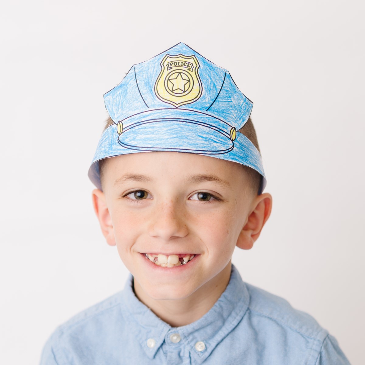Police hat paper crown printable coloring craft made by teachers