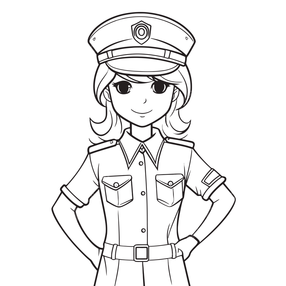 An attractive female police officer coloring pages outline sketch drawing vector wing drawing female drawing ring drawing png and vector with transparent background for free download