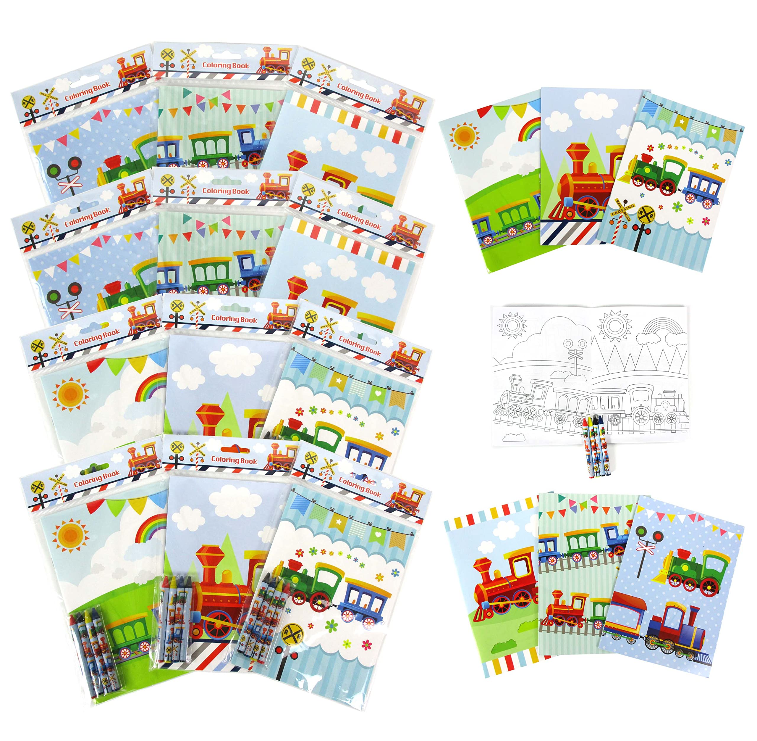 Tiny mills train coloring book set with coloring books and crayons train birthday party favor bag filler rewards classroom party chugga chugga two two party favors toys games