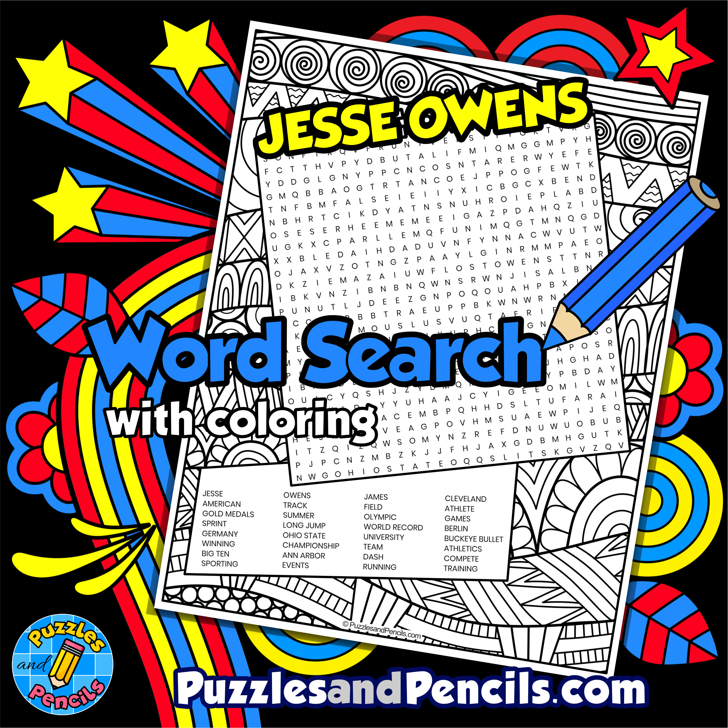 Jesse owens word search puzzle activity black history month wordsearch made by teachers