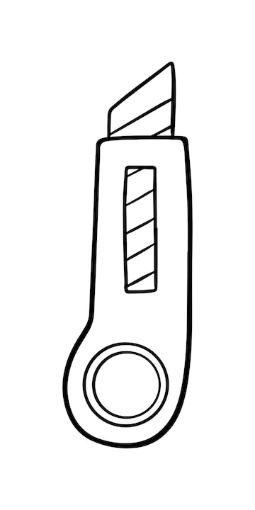 Premium vector paper knife folding office supplies doodle line cartoon coloring