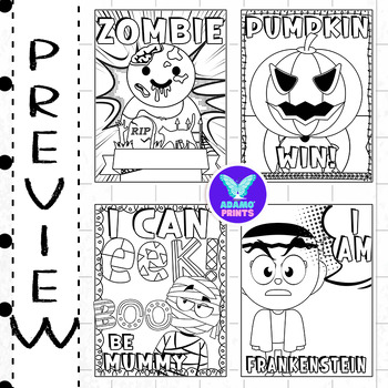 Halloween monster coloring pages writing paper activities no prep