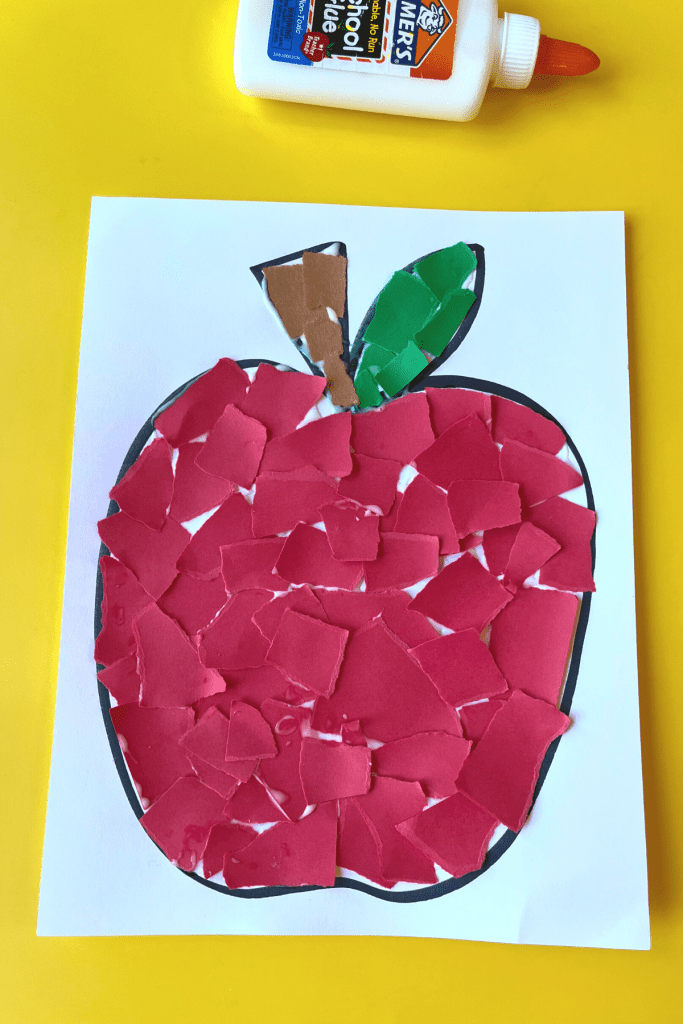 Torn paper apples an easy fine motor activity
