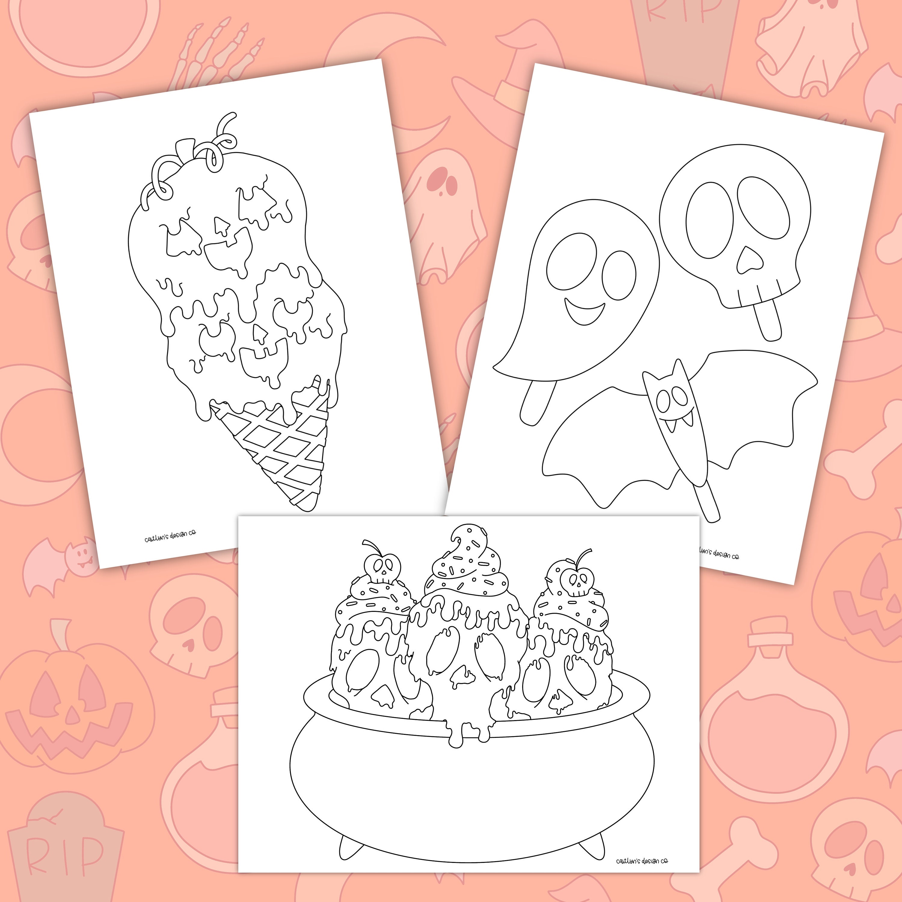 I scream halloween coloring pages and digital coloring pages please read item description for instructions on how to download