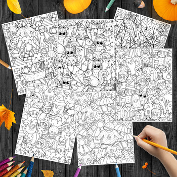 Autumn halloween coloring book pdf printable coloring pages for adults and kids