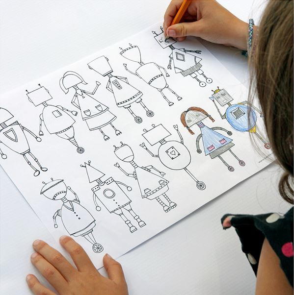 Free printable robot coloring page