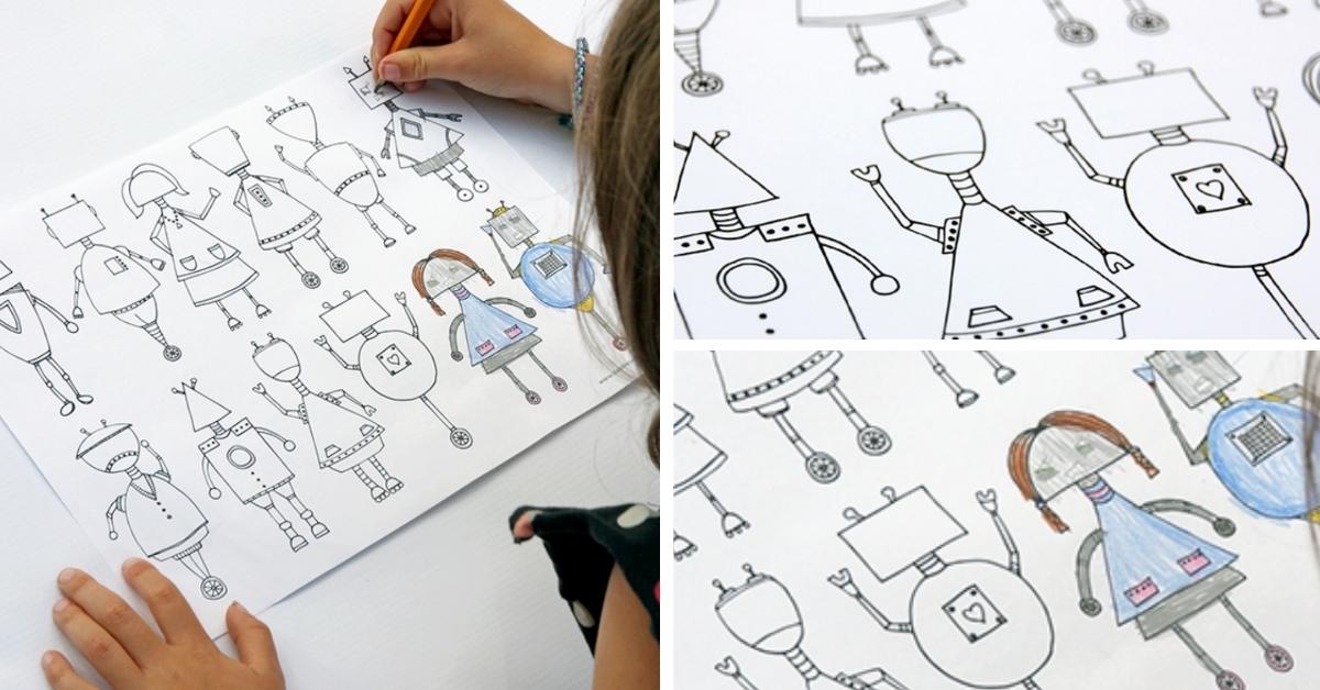 Printable robot coloring page