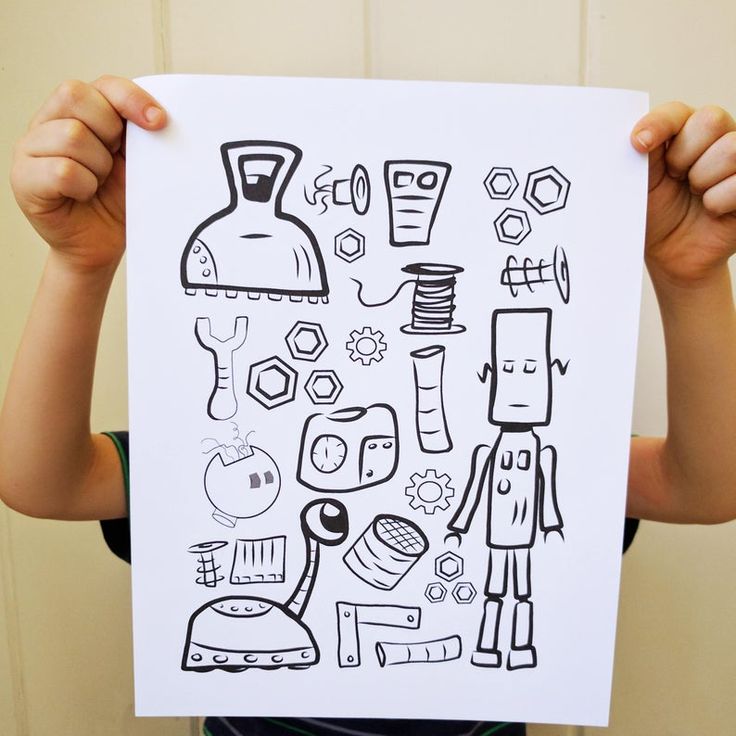Robot printable coloring page