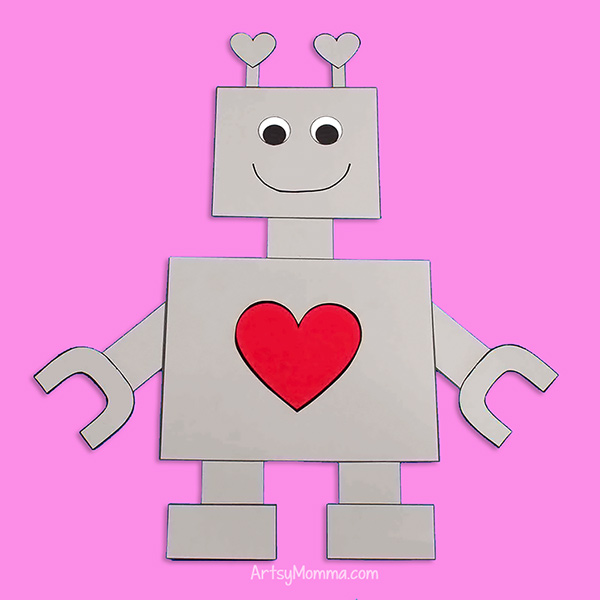 Fun cut and paste robot template for kids