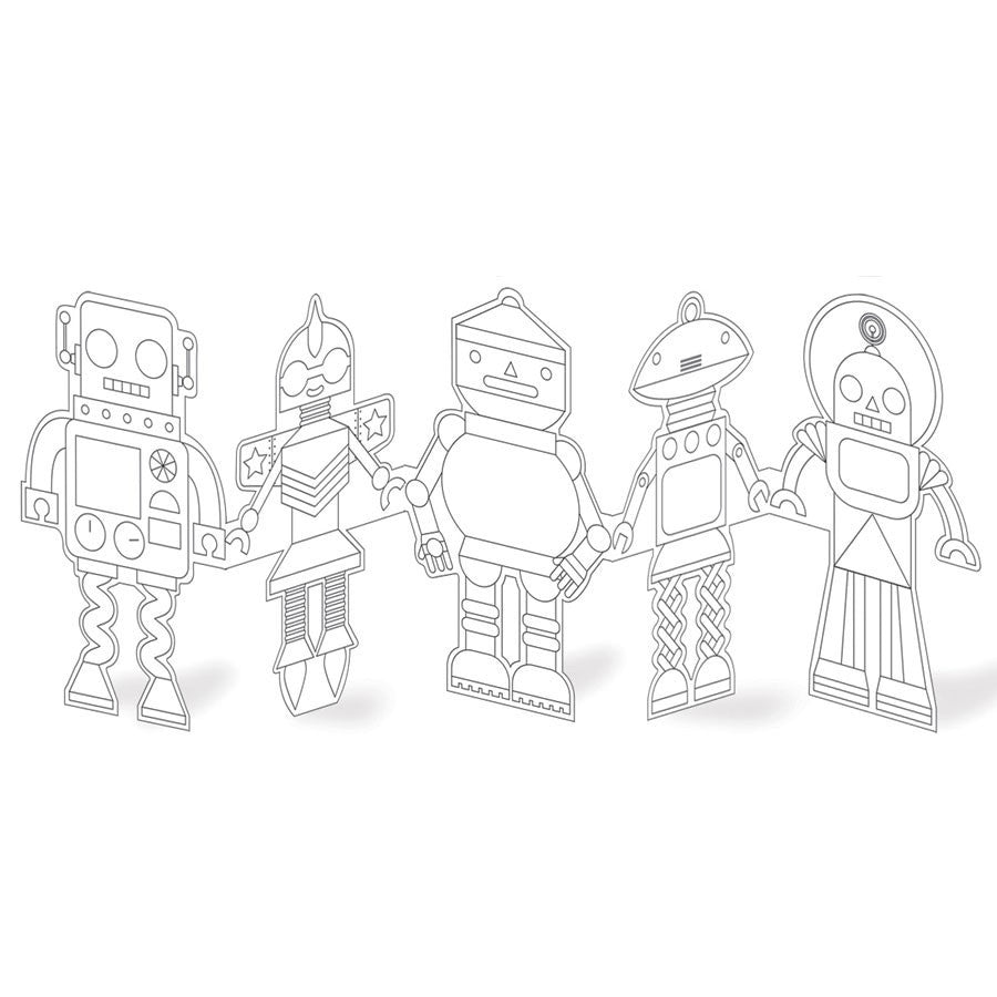 Robot paper doll chain craft color â the girls los altos