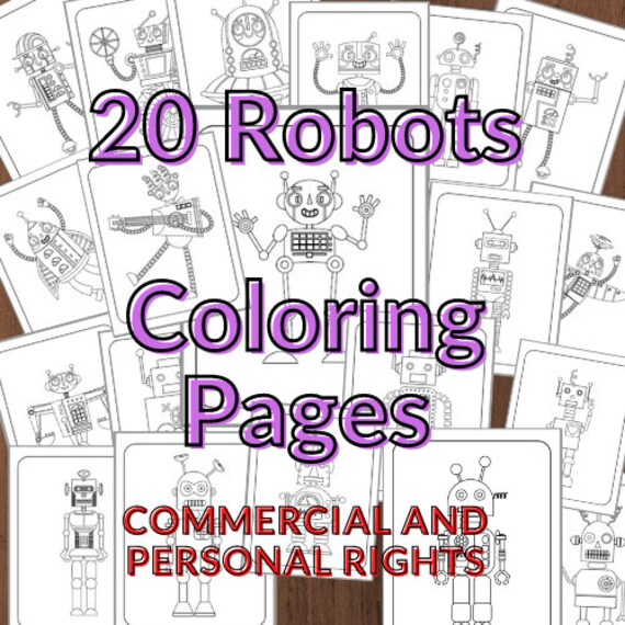 Robots coloring pages printable robot coloring pages amazon kdp boys and girls teens kids personal or mercial