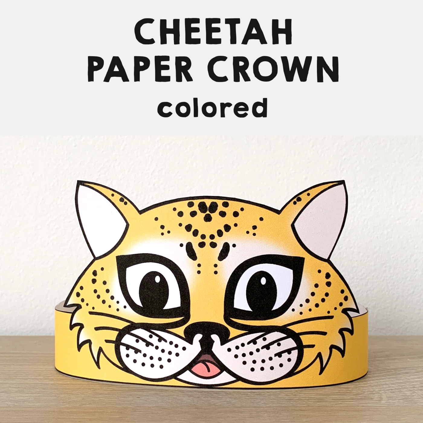 Cheetah paper crown printable safari animal costume craft made by teachers