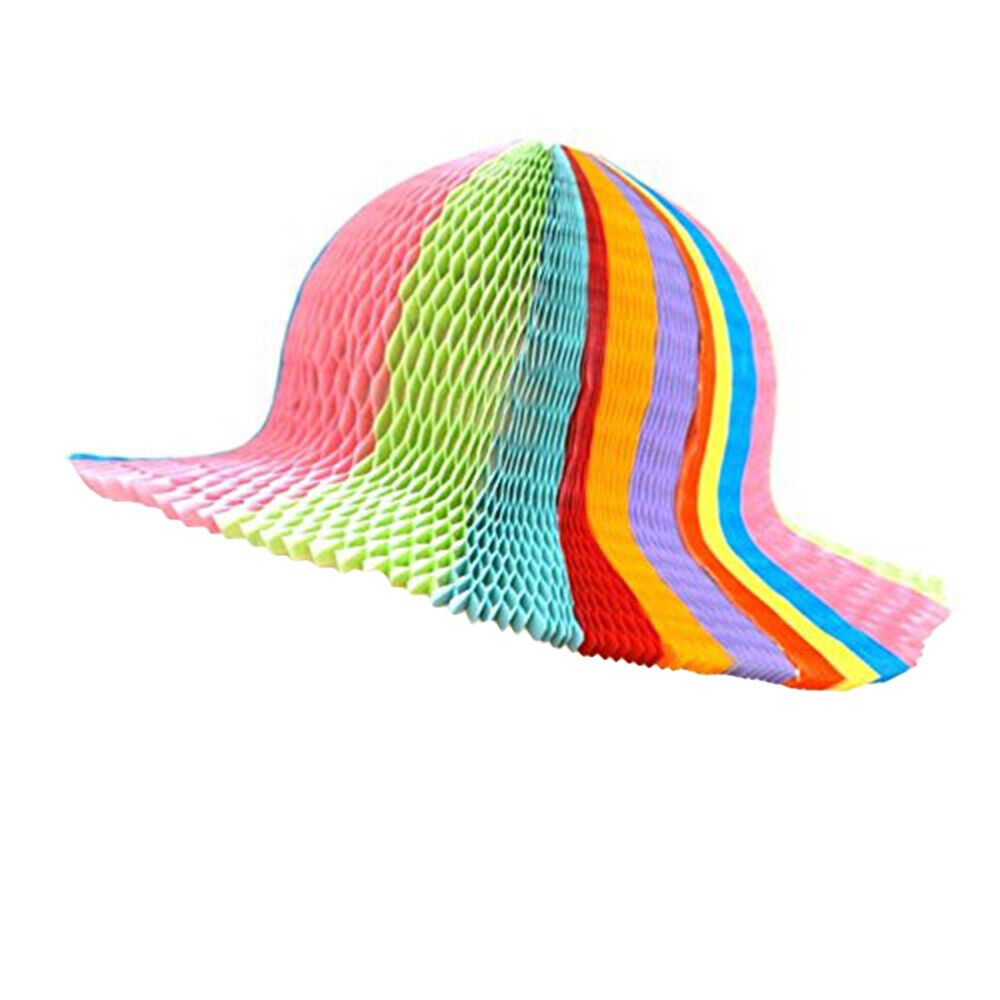 Rainbow lor honeymb paper origami sun hats folding vase hat party favors