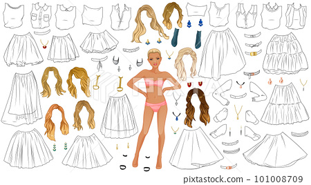Tutu skirt coloring page paper doll with