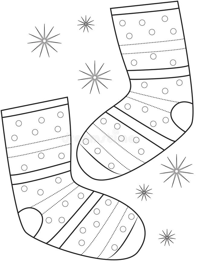 Pair of socks coloring page stock illustration