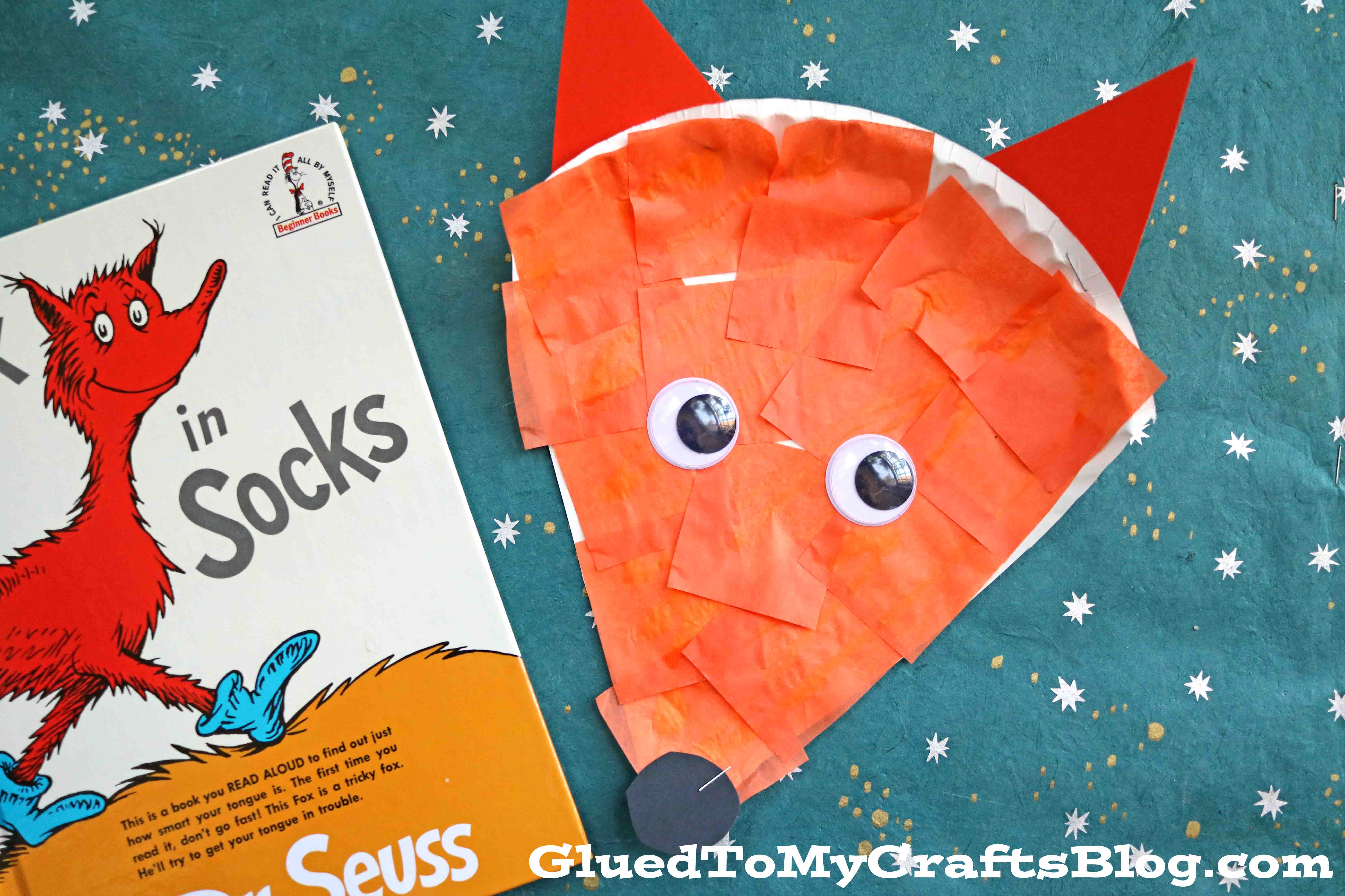 Paper plate fox in socks craft