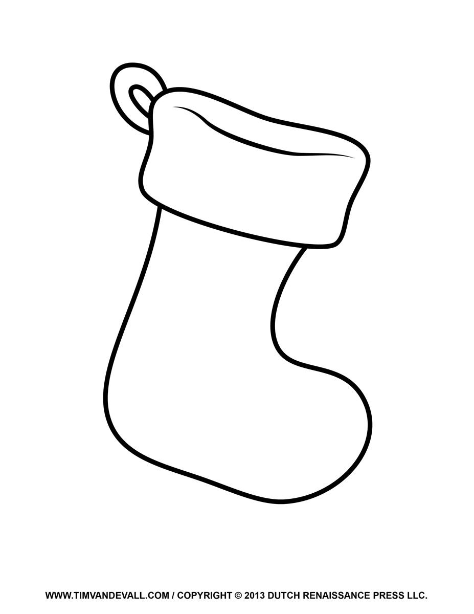 Christmas stocking template coloring page clipart decorations â tims printables