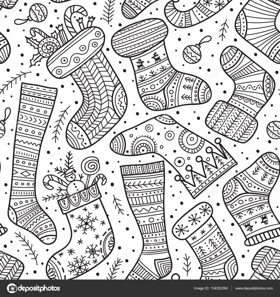 Christmas boho socks seamless pattern stock vector by samiola