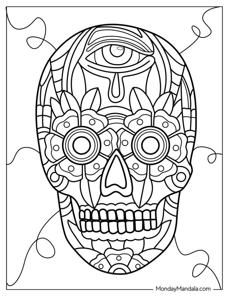 Sugar skulls coloring pages free pdf printables