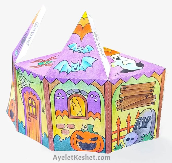 Halloween craft paper haunted house