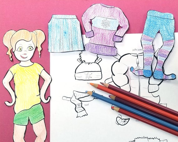 Printable paper dolls winter girl coloring pages color
