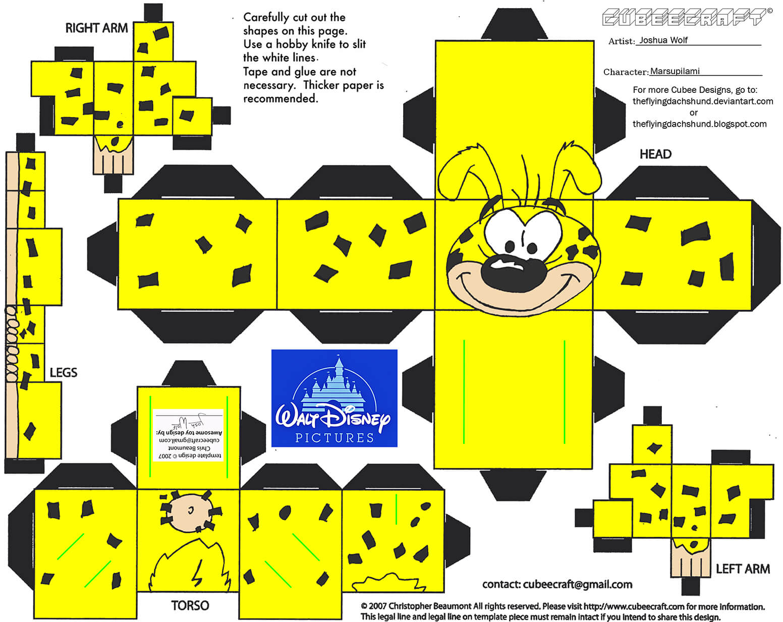Marsupilami paper toy free printable papercraft templates