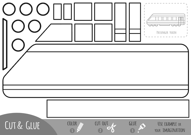 Premium vector education paper game passenger train use scissors and glue to create the image