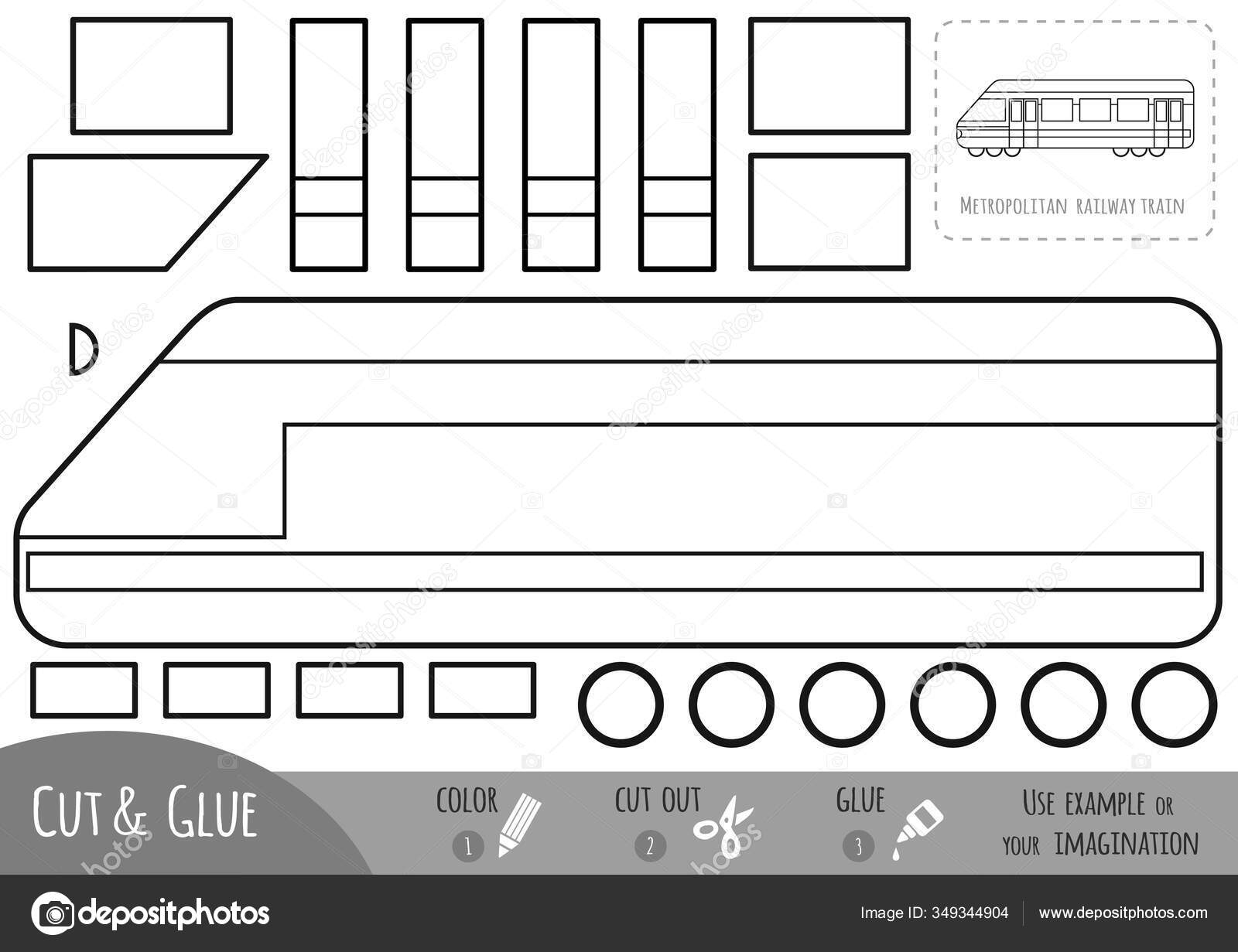 Education paper game children metropolitan railway train use scissors glue stock vector by ksenyasavva