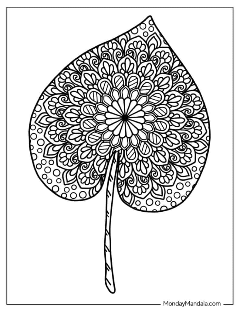 Leaf coloring pages free pdf printables