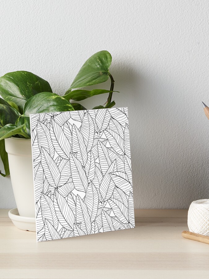 Tropical leaves coloring book seamless pattern art board print for sale by hbartss