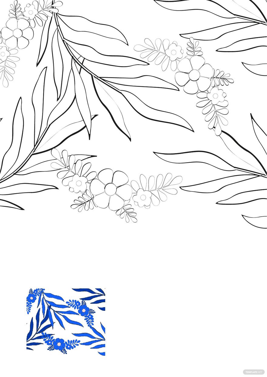 Free seamless tropical floral coloring page