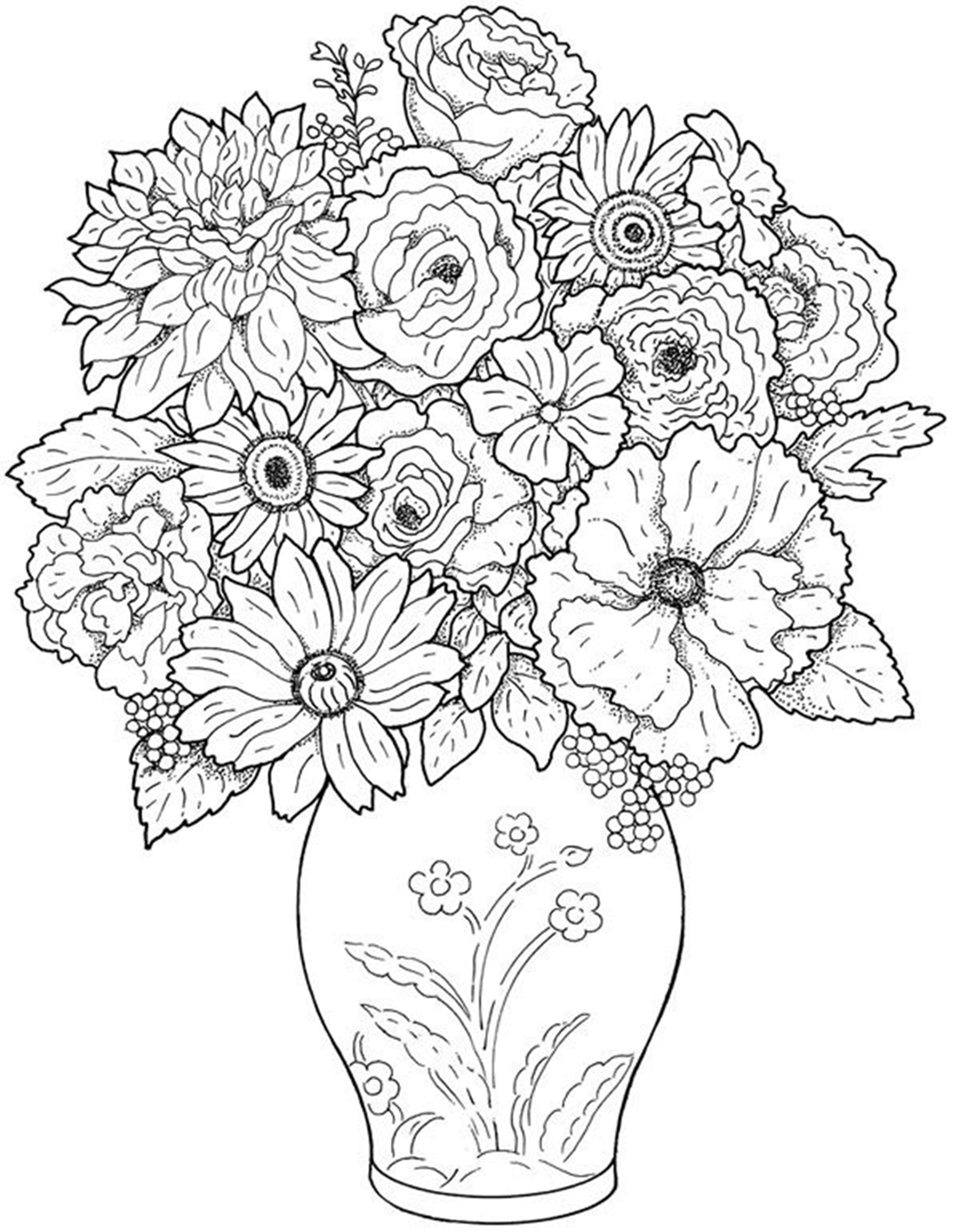 Free printable flower coloring pages for kids