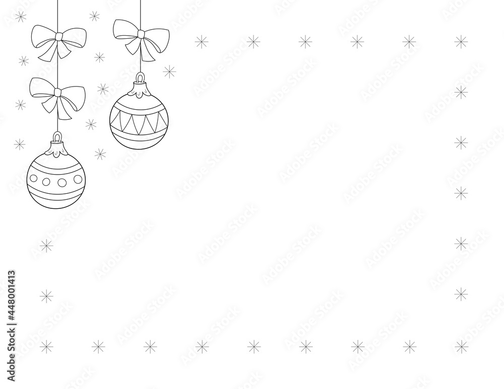 Christmas border paper outline coloring sheet with decorative ball ornaments you can print it on a standard x inch page illustration