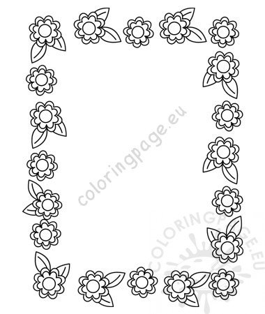 Beautiful floral border pattern frame vector coloring page