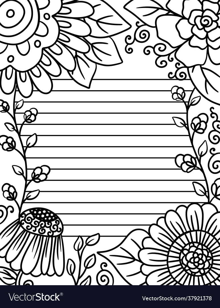A adult coloring page with guild lines for writing