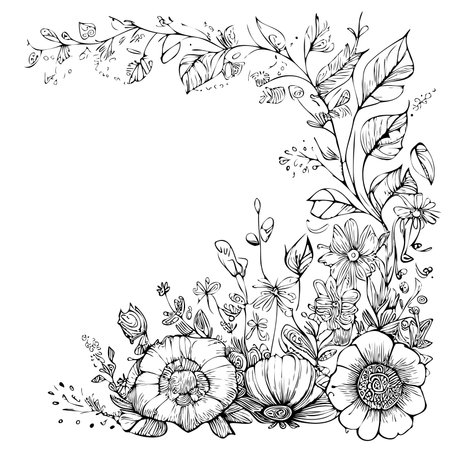 Floral border coloring page stock photos and images