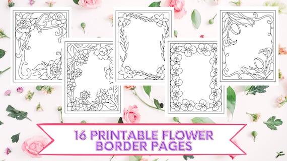 Printable flower border coloring pages download now