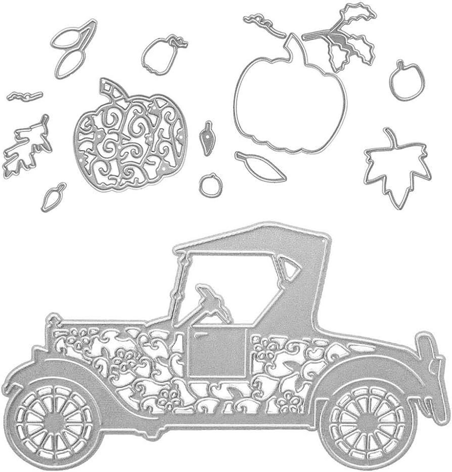 Pumpkins and car metal cutting dies stencil template molds embossing tool die cuts for card making album paper scrapbooking diy etched dies craft arts crafts sewing
