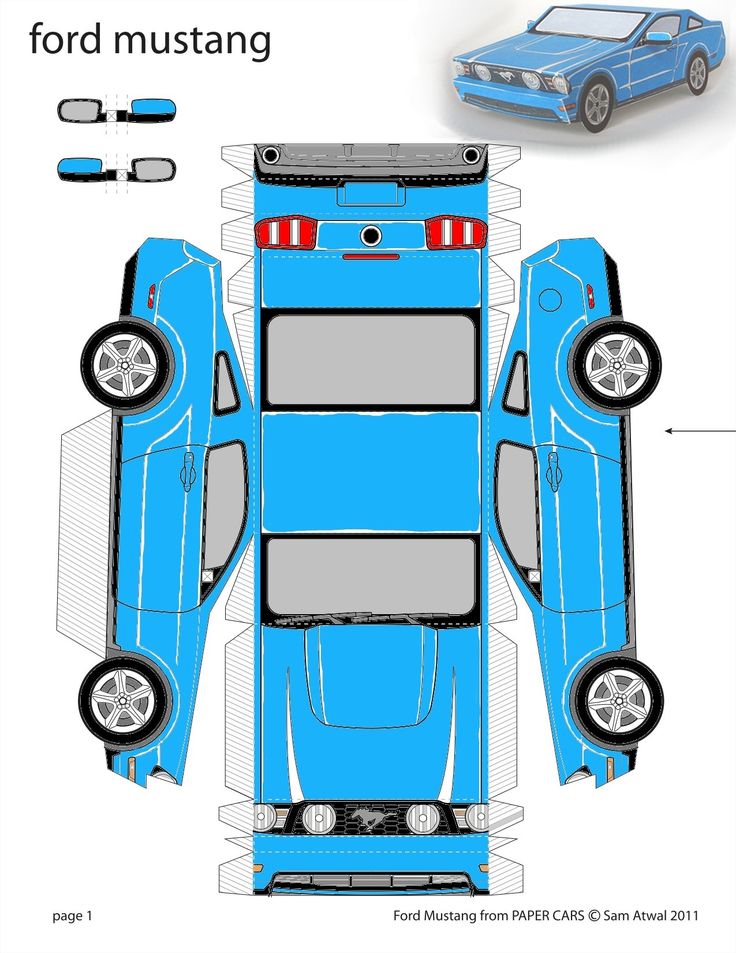 Mustangpapercartemplate paper car paper toy car cardboard car