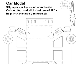 Printable paper craft dimensional car model
