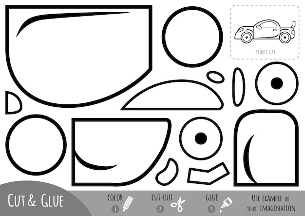 Premium vector education paper game for children sports car