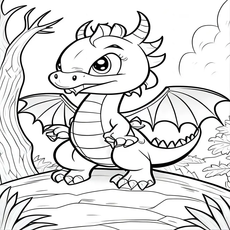 Flying dragon theme childrens coloring book christmas
