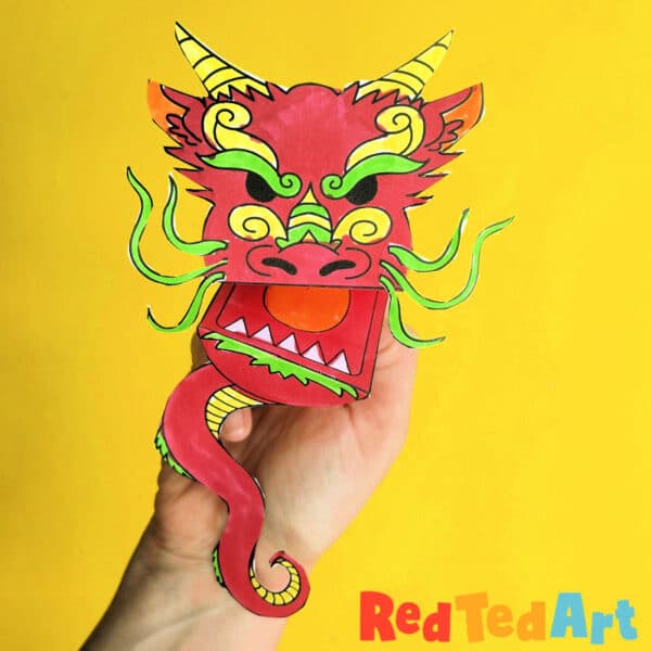 Chinese new year paper dragon printable puppet