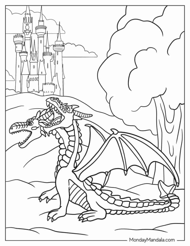Dragon coloring pages free pdf printables