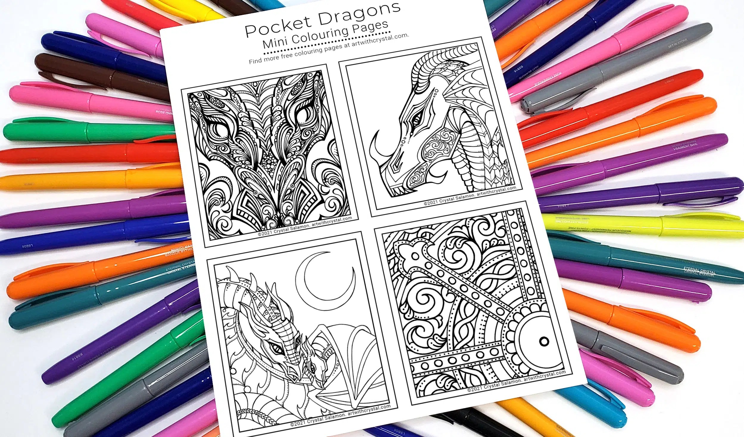 Free mini coloring pages for adults and kids dragons