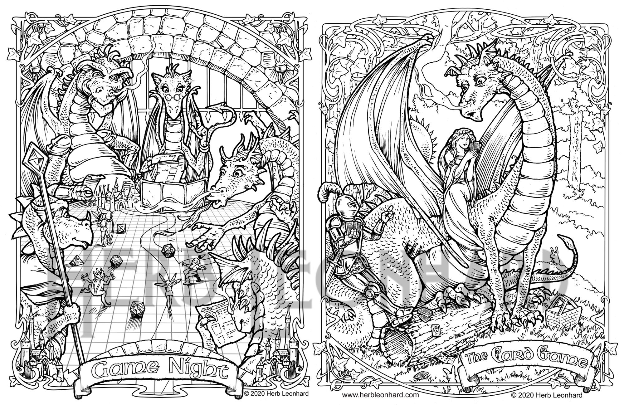 Dragon game night featuring dragons dungeonsand dragons adult coloring page digital coloring page instant pdf download download now