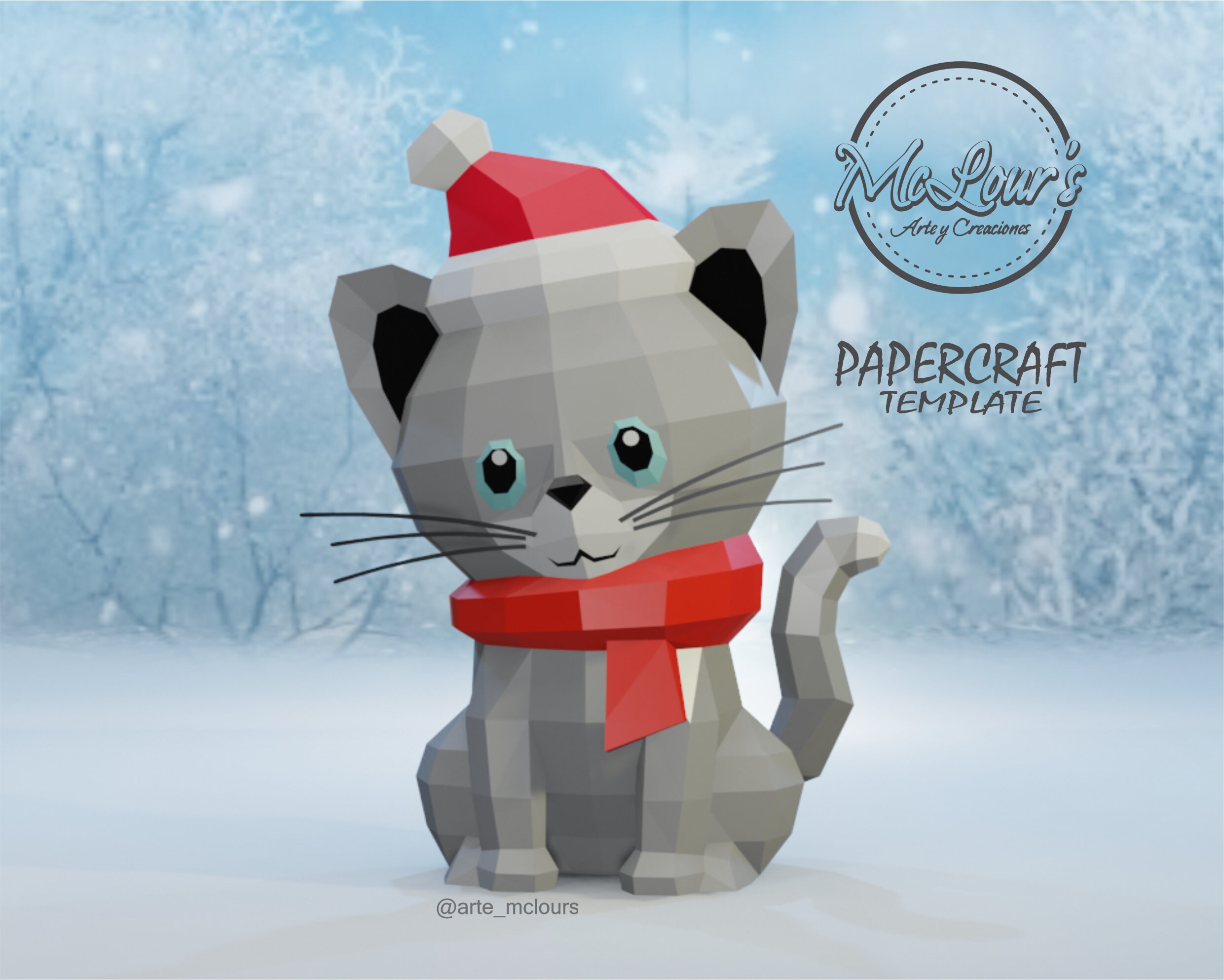 Christmas cat gato navidad template pdf studio svg low