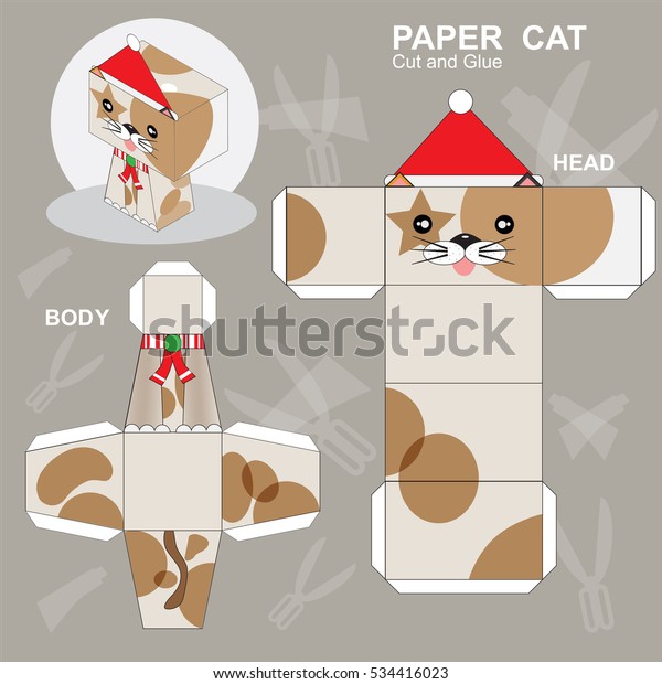 Paper cat template stock vector royalty free