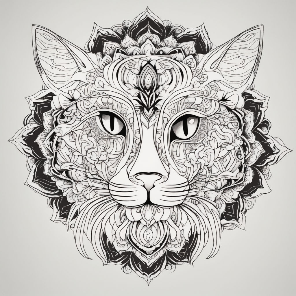 Beautiful zentangle pile of fluffy sleeping cats