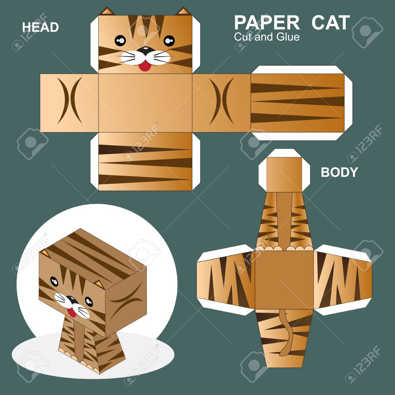 Paper cat template royalty free svg cliparts vectors and stock illustration image